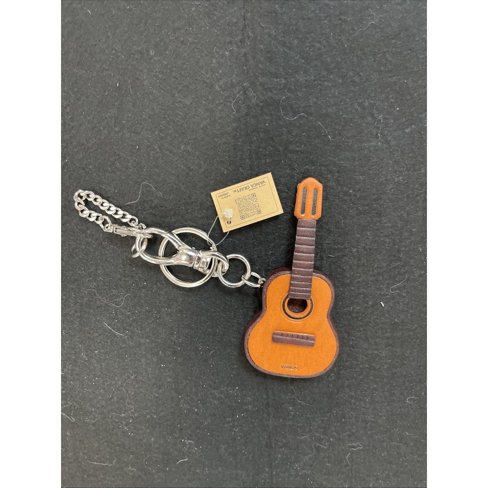 Handmade 3D Leather Guitar  Keychain *VANCA* Keyring Made in Japan H65